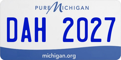 MI license plate DAH2027