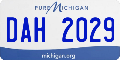 MI license plate DAH2029