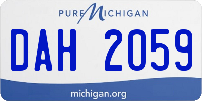 MI license plate DAH2059