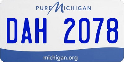 MI license plate DAH2078