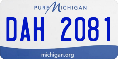 MI license plate DAH2081