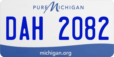 MI license plate DAH2082