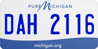 MI license plate DAH2116