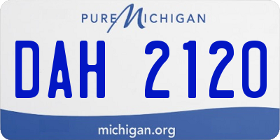 MI license plate DAH2120