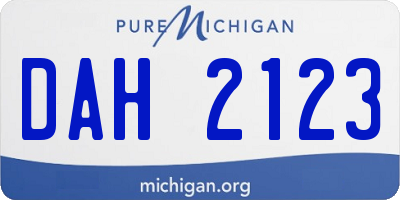 MI license plate DAH2123