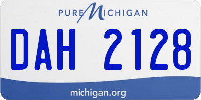 MI license plate DAH2128