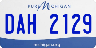 MI license plate DAH2129