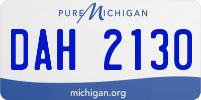 MI license plate DAH2130