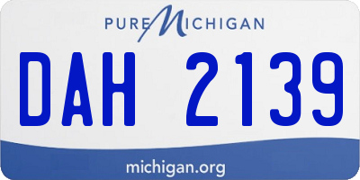 MI license plate DAH2139