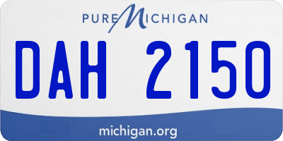 MI license plate DAH2150