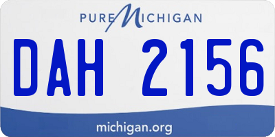 MI license plate DAH2156