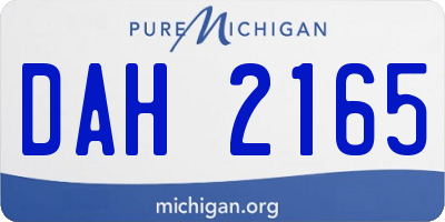 MI license plate DAH2165