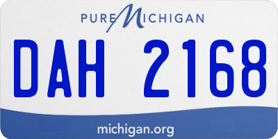 MI license plate DAH2168