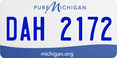 MI license plate DAH2172