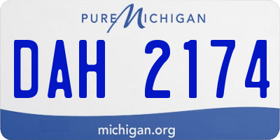 MI license plate DAH2174