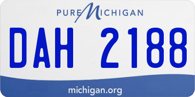 MI license plate DAH2188