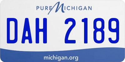 MI license plate DAH2189