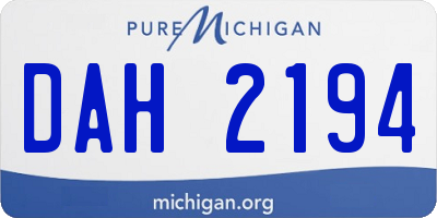 MI license plate DAH2194