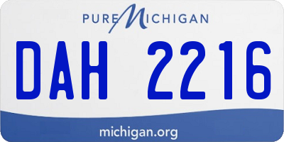 MI license plate DAH2216