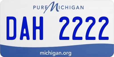 MI license plate DAH2222