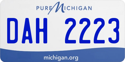 MI license plate DAH2223