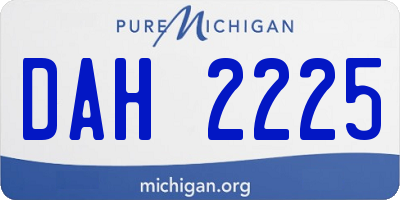 MI license plate DAH2225