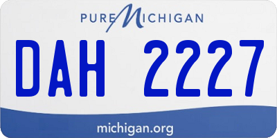 MI license plate DAH2227
