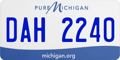 MI license plate DAH2240