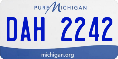 MI license plate DAH2242