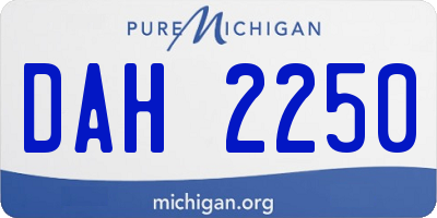 MI license plate DAH2250