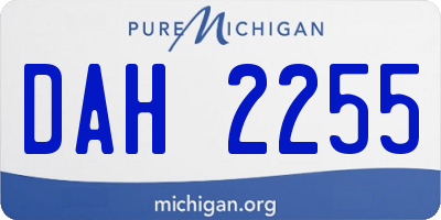 MI license plate DAH2255