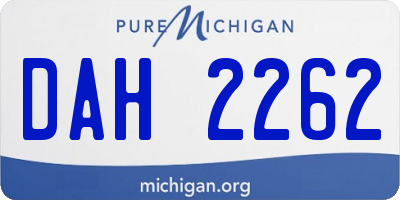 MI license plate DAH2262
