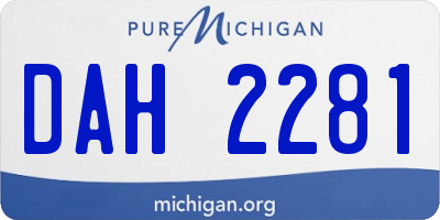 MI license plate DAH2281