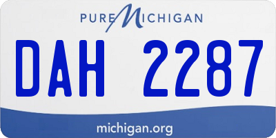 MI license plate DAH2287