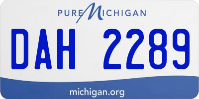 MI license plate DAH2289