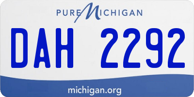 MI license plate DAH2292