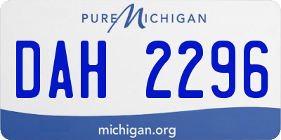 MI license plate DAH2296