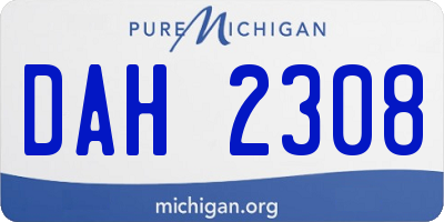 MI license plate DAH2308