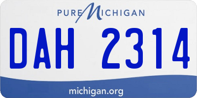 MI license plate DAH2314