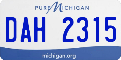 MI license plate DAH2315