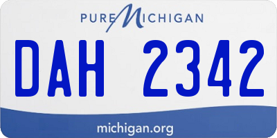 MI license plate DAH2342