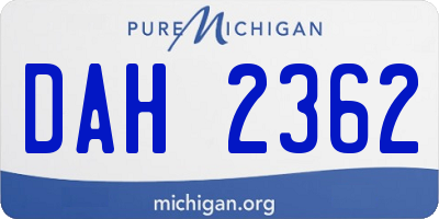 MI license plate DAH2362