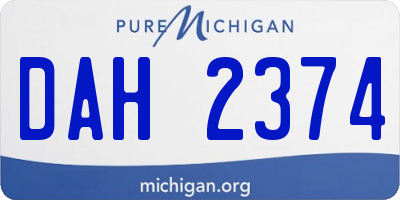 MI license plate DAH2374