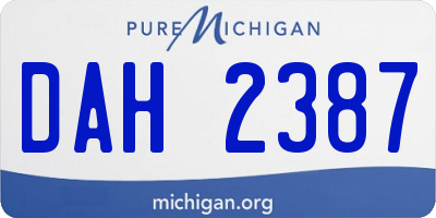 MI license plate DAH2387