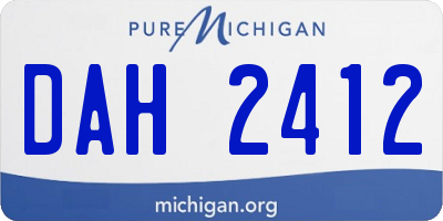 MI license plate DAH2412