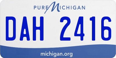 MI license plate DAH2416