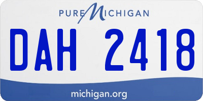MI license plate DAH2418