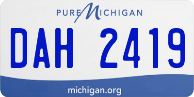 MI license plate DAH2419