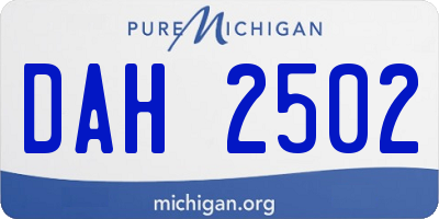 MI license plate DAH2502