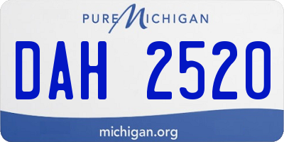 MI license plate DAH2520